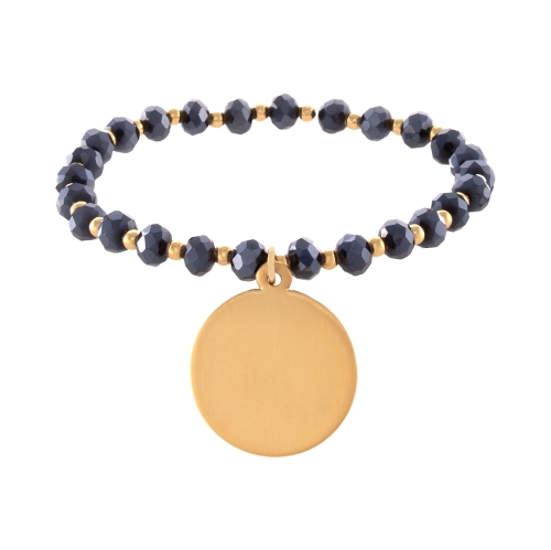 Bransoletka z granatowych koralików z matowym plasterkiem (B24/KOR/345AUM) - B24_kor_345.jpg