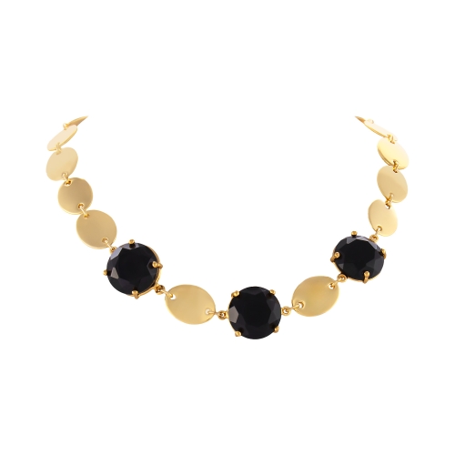 Choker z czarnymi, dużymi kryształkami i owalnymi blaszkami (C25/WIO/52AU) - c25_wio_52.jpg