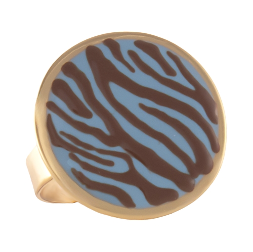 Pierścionek duży niebieski plasterek w czekoladową zeberką (R25/LAT/120AU) - r25_lat_121.jpg