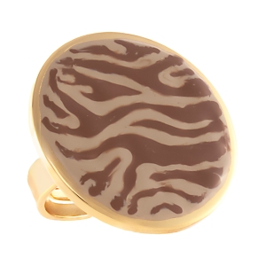 Pierścionek duży plasterek w czekoladową zeberką (R25/LAT/119AU)