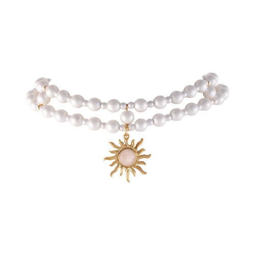 Podwójny choker z satynowych pereł ze słoneczkiem (C25/KOR/26AU) - c25_kor_26.jpg