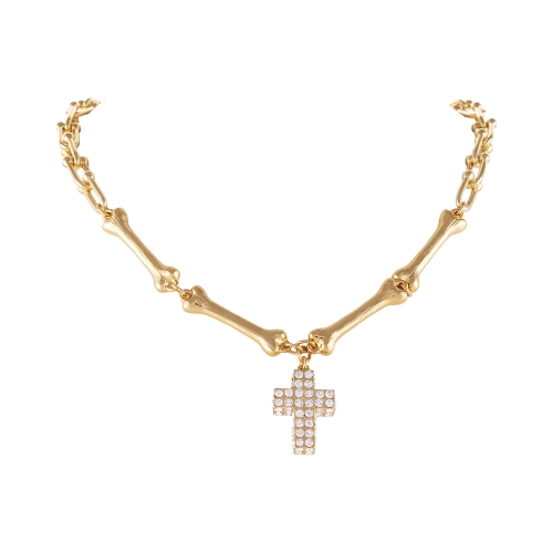 Choker z kosteczek z kryształowym krzyżykiem Aria Rockstar Collection (C25/NUT/14AU) - 11.17.jpg