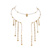 Choker z satynowych perełek i złotych kulek, z wiszącymi łańcuszkami (C25/MEM/17AU)  - 0028a.jpg