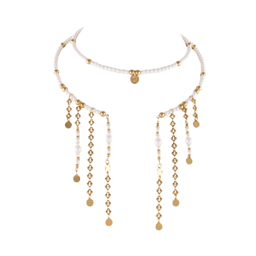 Choker z satynowych perełek i złotych kulek, z wiszącymi łańcuszkami (C25/MEM/17AU)  - 0028a.jpg