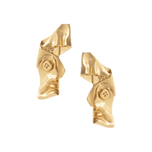 Gniecione kolczyki z motywem guzika na sztyfcie (P25/WIN/52AU)