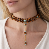 Choker z krawatką, z czekoladowych koralików, z dodatkiem satynowych, turkusowych pereł (C25/KOR/13AU) - Nagłówek (44).png