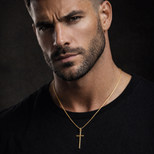 Snake necklace with a cross 55 cm (C22/MEN/48/1Au)