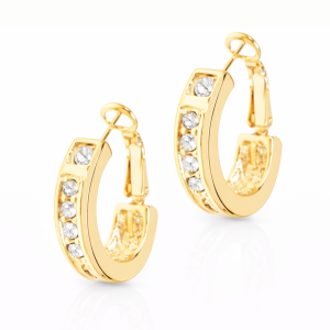 Semicircle earrings with crystals (P4809AU)
