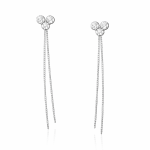Kolczyki z kryształkami Preciosa  i wiszącymi łańcuszkami (P8244AG)