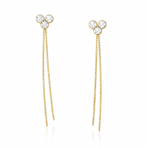 Kolczyki z kryształkami Preciosa  i wiszącymi łańcuszkami (P8244AU)