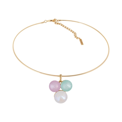 Pozłacana obroża z zawieszką zdobioną trzema kryształami o średnicy 14mm i 16 mm (C25/JES/212AU)