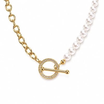 Necklace with pearls and chain (C15 / MON / 15AU)