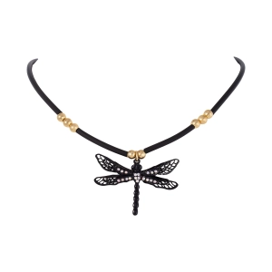 Kauczukowy choker z ważką z kolekcji zdobioną kryształkami Preciosa (C21/LAT/80KOL)