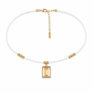 Biały choker z kryształem (C25/WIO/46AU)
