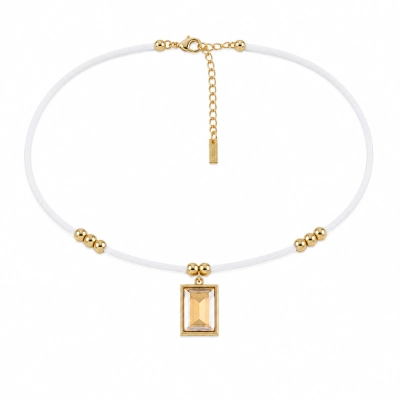 Biały choker z kryształem (C25/WIO/46AU)