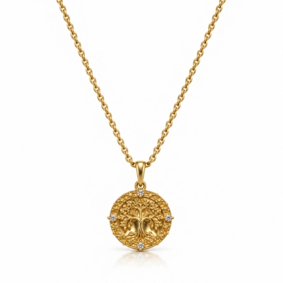 Amulet Harmonii zdobiony białymi kryształkami Preciosa (C26/TAL/33AU)