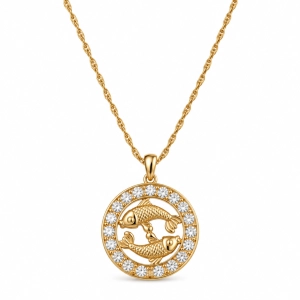 Naszyjnik ze znakiem zodiaku Ryby zdobionym kryształkami Preciosa (C26/TAL/31AU)