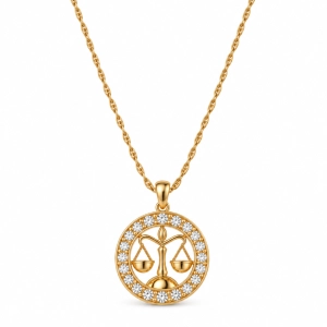 Naszyjnik ze znakiem zodiaku Waga zdobionym kryształkami Preciosa (C26/TAL/31/1AU)