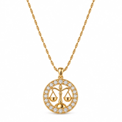 Naszyjnik ze znakiem zodiaku Waga zdobionym kryształkami Preciosa (C26/TAL/31/1AU)