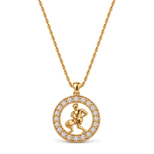 Naszyjnik ze znakiem zodiaku Wodnik zdobionym kryształkami Preciosa (C26/TAL/31/3AU)