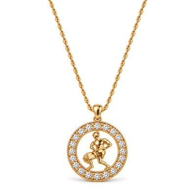 Naszyjnik ze znakiem zodiaku Wodnik zdobionym kryształkami Preciosa (C26/TAL/31/3AU)