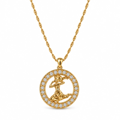 Naszyjnik ze znakiem zodiaku Panna zdobionym kryształkami Preciosa (C26/TAL/31/4AU)