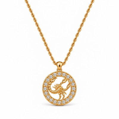 Naszyjnik ze znakiem zodiaku Skorpion zdobionym kryształkami Preciosa (C26/TAL/31/6AU)