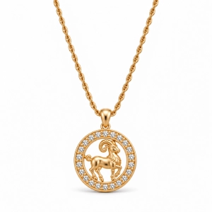 Naszyjnik ze znakiem zodiaku Baran zdobionym kryształkami Preciosa (C26/TAL/31/8AU)