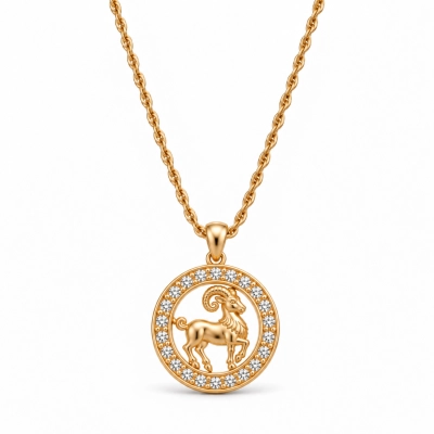Naszyjnik ze znakiem zodiaku Baran zdobionym kryształkami Preciosa (C26/TAL/31/8AU)