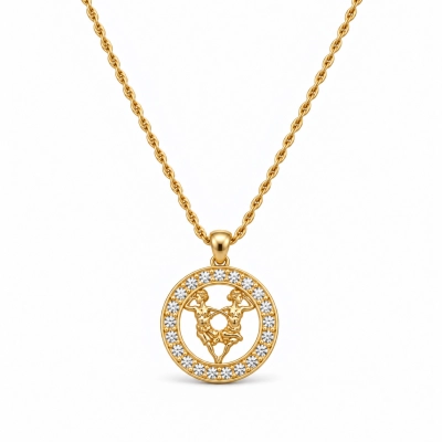 Naszyjnik ze znakiem zodiaku Bliźnięta zdobionym kryształkami Preciosa (C26/TAL/31/5AU)