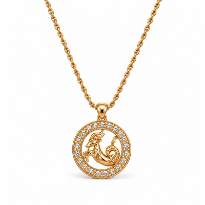  Naszyjnik ze znakiem zodiaku Koziorożec zdobionym kryształkami Preciosa (C26/TAL/31/11AU)
