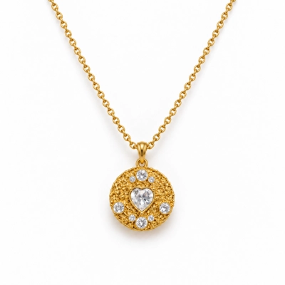 Amulet Miłości zdobiony białymi kryształkami Preciosa (C26/TAL/36AU)