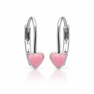 Earrings with pink hearts (P14769AG-E223)